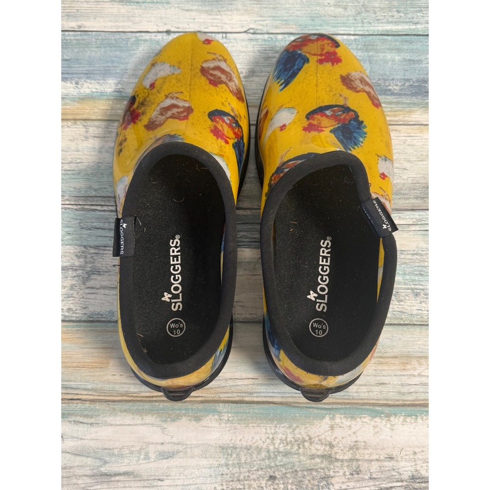 Sloggers Women Yellow Chicken Print Waterproof Garden Shoes Clogs Size 10 USA - Picture 6 of 8